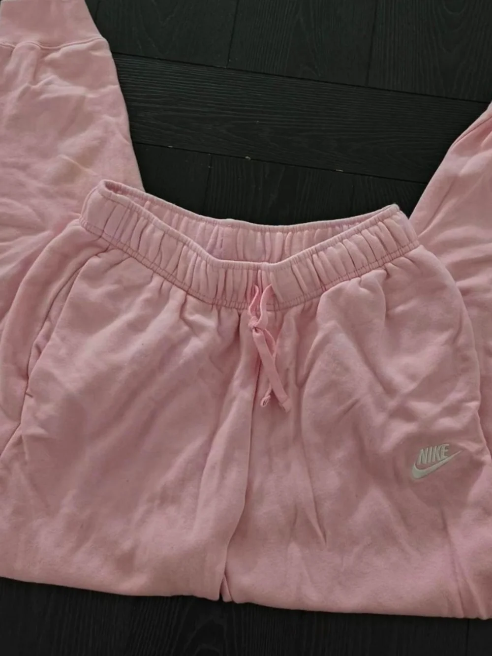 Nike Pink Fleece Joggers with White Swoosh